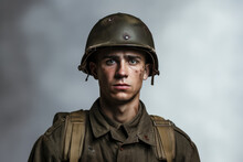 Historical Portrait Of A World War 2 Army Soldier Wearing Military Uniform