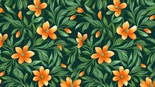 Orange And Green Ornamental Flowers Background
