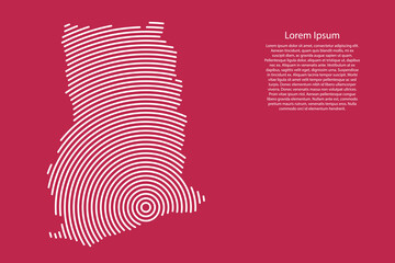 Aufkleber - Ghana map country from white futuristic concentric circles on red viva magenta background