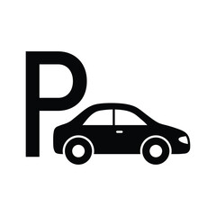 Poster - car parking  icon. Icon 24 Hour black vector parking  sign 