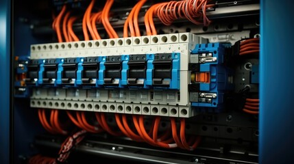 Aufkleber - Electrical panel, Many socket and electrical relay (switch automatic or electromagnet ) for operated electric circuit of machine or industrial.