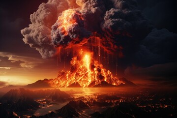 Wall Mural - The moment a volcano erupts, Eruption of volcano.