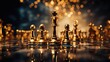 Figurki szachowe stojące na szachownicy. 
