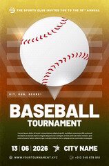 Wall Mural - baseball tournament poster template with ball and grungy texture background