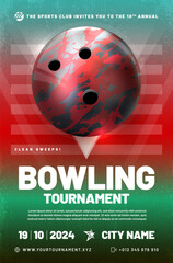 Wall Mural - bowling tournament poster template with ball and grungy texture background