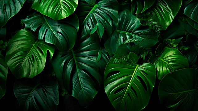 green tropical background. green leaves.