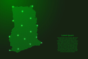 Aufkleber - Ghana map from futuristic concentric green circles and glowing stars for banner, poster, greeting card