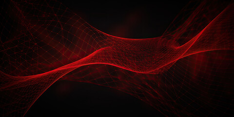 Wall Mural - Abstract red net grid texture on black background