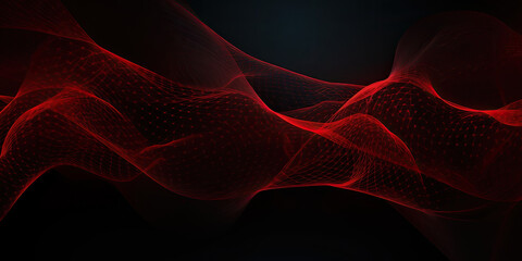 Wall Mural - Abstract red net grid texture on black background