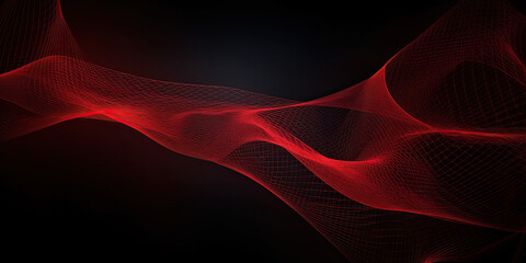 Wall Mural - Abstract red net grid texture on black background