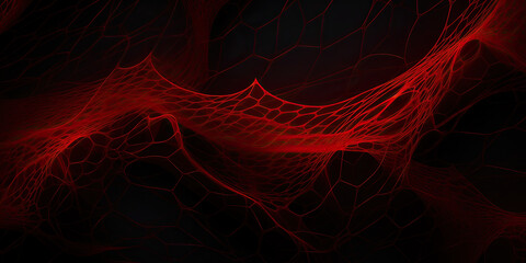 Wall Mural - Abstract red net grid texture on black background