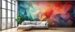 The colorful abstract artwork with an intricate pattern and textured background creates a stunning design for the graphic wallpaper perfect for adding a touch of style to any space or fabric