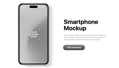 Aufkleber - 3D realistic high quality smartphone mockup with isolated background. Smart phone mockup collection. Device front view. 3D mobile phone with shadow on white background.