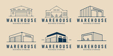 Set Of Warehouse Line Art Icon Logo Template Vector Illustration Design