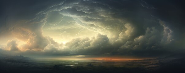 Wall Mural - thunderstorm force of nature in dark sky