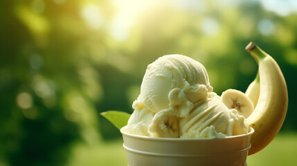 Banana ice cream on a background