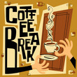 © patila - Retro Coffe Break Sign. Mid century modern design illustration