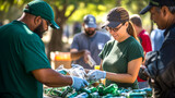 Fototapeta  - A community event dedicated to World Recycling Day. People sorting waste.