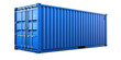 Blue cargo container isolated on transparent background. Modern industrial shipping equipment