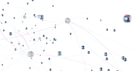 Fototapete - Abstract connected dots and lines. Concept of AI technology, Motion of digital data flow.