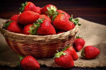 Wall Mural - strawberry in a woven basket