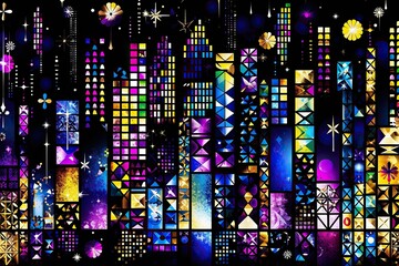 Poster - Abstract led city lighting on black background