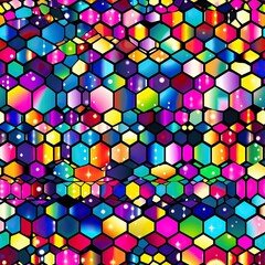 Poster - Seamless Abstract neon lighting mosaic pattern