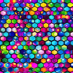 Sticker - Abstract neon mosaic lights