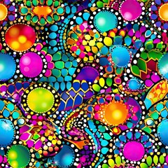 Fototapete - Seamless Abstract neon lighting mosaic pattern 
