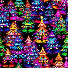 Leinwandbilder - Seamless abstract Christmas tree led lighting on black background