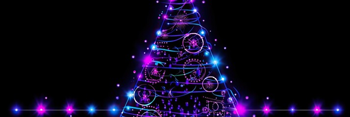 Aufkleber - Abstract Christmas tree led lighting on black background