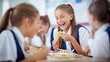 © ProstoSvet - schoolgirls at the school cafeteria table