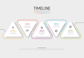 Aufkleber - light five steps template with white triangle cards with icons and description