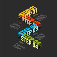 Poster - Dark Infogrpahic with four steps diagram template