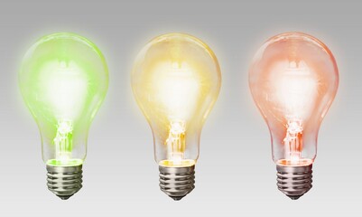 Poster - Set of three colored light bulbs