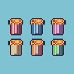 Poster - Pixel art sets of popcorn with variation color item asset. Simple bits of popcorn pixelated style. 8bits perfect for game asset or design asset element for your game design asset.