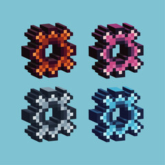 Poster - Isometric Pixel art 3d of setting icon for items asset. setting icon on pixelated style.8bits perfect for game asset or design asset element for your game design asset.