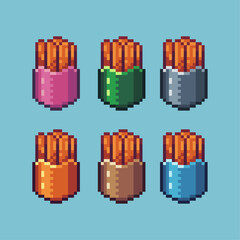 Poster - Pixel art sets of french fries food with variation color item asset. Simple bits of french fries pixelated style. 8bits perfect for game asset or design asset element for your game design asset.
