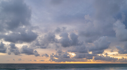 Wall Mural - abstract amazing scene of stuning colorful sunset or sunrise with clouds background in nature and tr