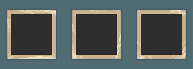 Wall Mural - blank vintage photo paper set. picture album, photography card collection with grunge texture border