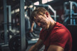 © Bojan - Sporty man feeling painful during weight lifting exercise at gym. Sport accident, overtrain.