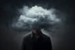 Dark cloud hovering over a person depicting sadness, loneliness, depression or trauma