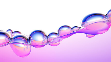 Poster - Colorful liquid bubbles on water, 3d render glossy shapes. Generative AI