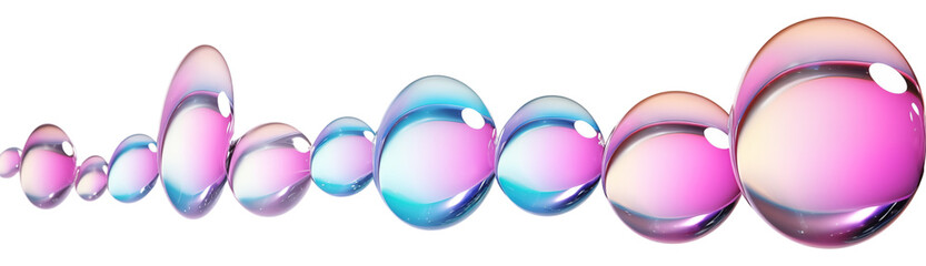 Poster - Colorful liquid bubbles line, 3d render glossy abstract shape. Generative AI