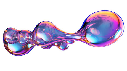 Poster - Holographic liquid 3d render bubble shape. Generative AI