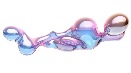 Poster - Holographic liquid 3d render bubble shape. Generative AI