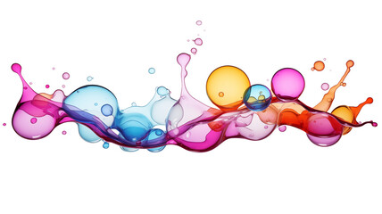 Poster - Colorful liquid bubbles splashing, 3d render, isolated on transparent background. Generative AI