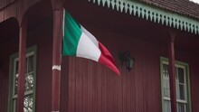 Italian Flag At Ethnicities Square (Praca Das Etnias) - Gramado, Rio Grande Do Sul, Brazil