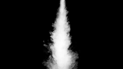 Wall Mural - Abstract white smoke animation on a black background. Smoke, steam, explosion, fire, puff, steady vapors. Realistic smoke cloud from up and button with floating fog. Best for using in composition.