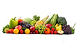 fruits and vegetables on isolated transparent background